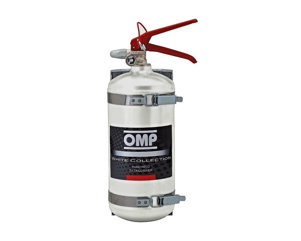 OMP CB0-0351-020 (CBB/351) Extinguisher (in compliance with FIA rules), aluminium, 2,4kg, diam.130mm, AFFF, white (Фото-1)