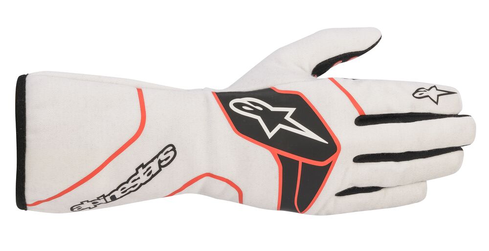 ALPINESTARS 3551020_213_M TECH 1-RACE v2 Racing gloves, FIA 8856-2018, white/black/red, size M (Фото-1)