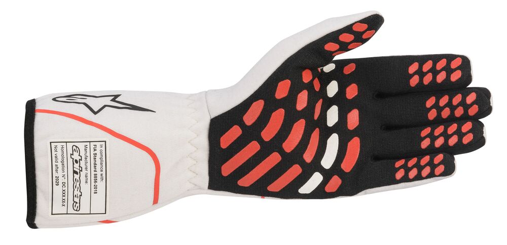 ALPINESTARS 3551020_213_M TECH 1-RACE v2 Racing gloves, FIA 8856-2018, white/black/red, size M (Фото-2)