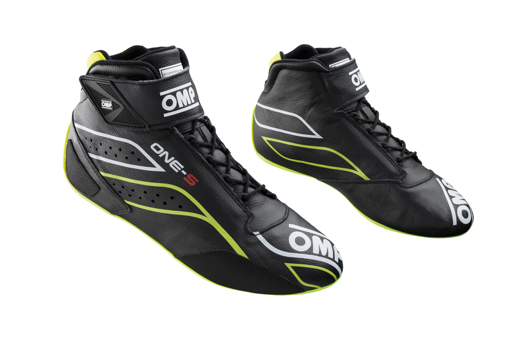 OMP IC/82217844 ONE-S my2020 Racing shoes, FIA 8856-2018, black/yellow fluo, size 44 (Photo-1)