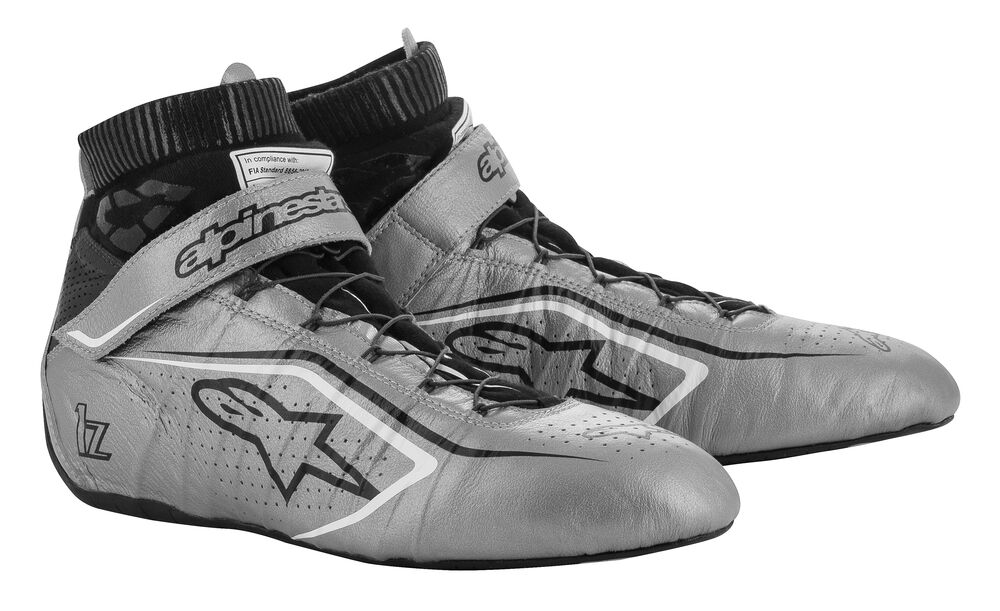 ALPINESTARS 2715020_1912_10,5 TECH 1Z v2 Race shoes, FIA 8856-2018, silver/black/white, size 43,5 (10,5) (Фото-1)