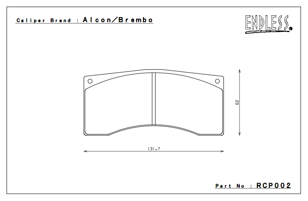 ENDLESS RCP002MA45B Brake pads 25mm 4-Piston Brembo caliper XA6.H7.11/14, XA8.30.11 (Photo-1)