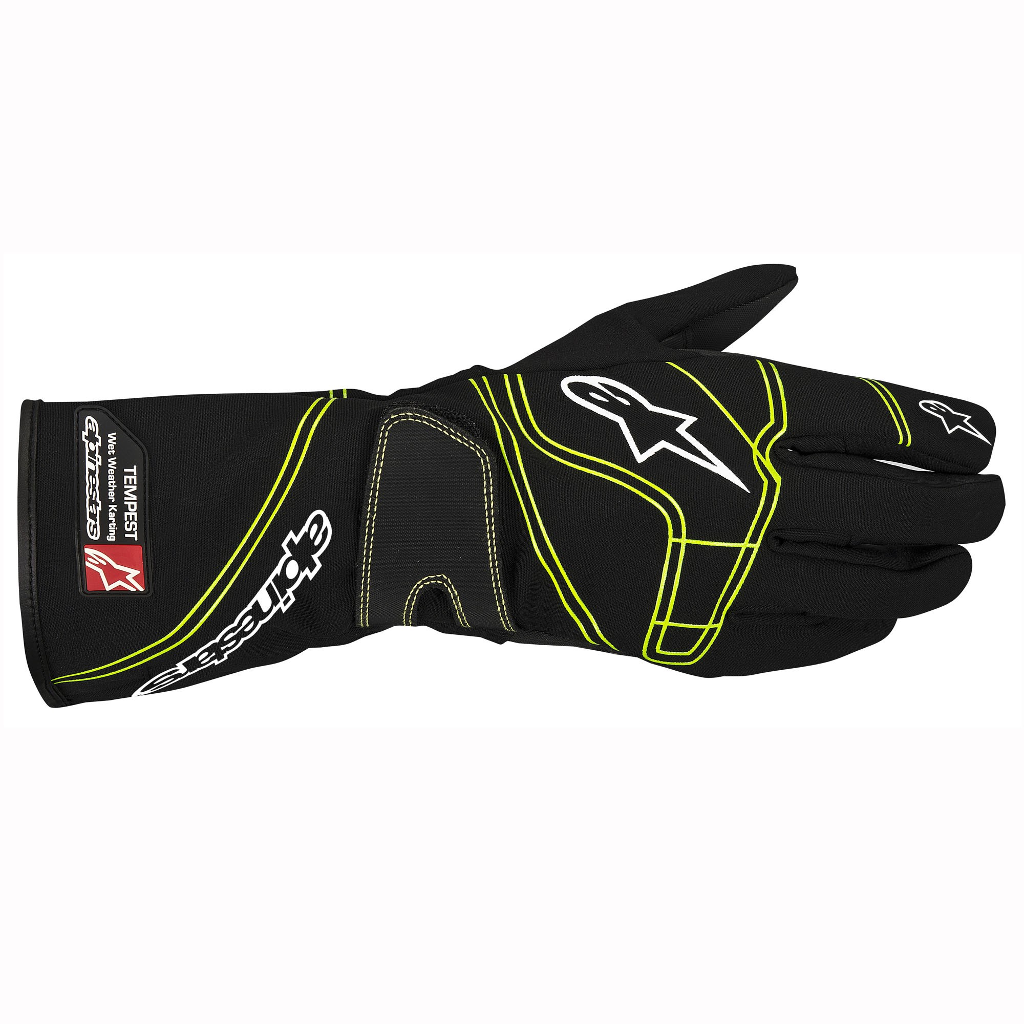 ALPINESTARS 3552313_167_M Gloves (karting) TEMPEST, black/green fluo, size M (Фото-1)