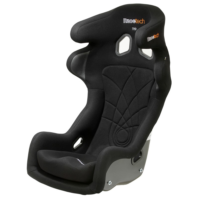 ᐉ RACETECH RT4119HRW-111 Racing Seat Black Composite Shell and Black Cover  with Black Leather Wear Patches - FIA 8855-1999