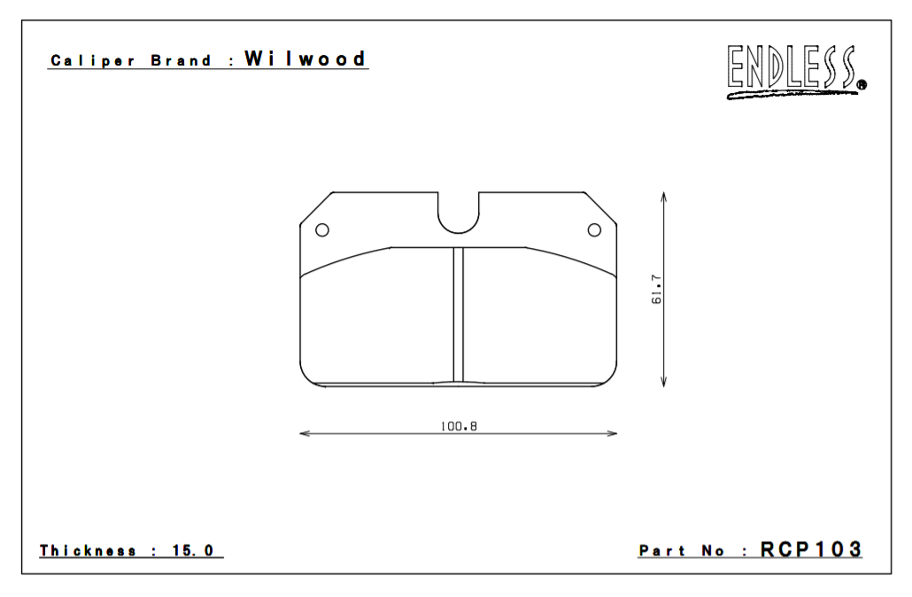 ENDLESS RCP103MA45B Brake pads 15mm 4-Piston Wilwood caliper  (Photo-1)