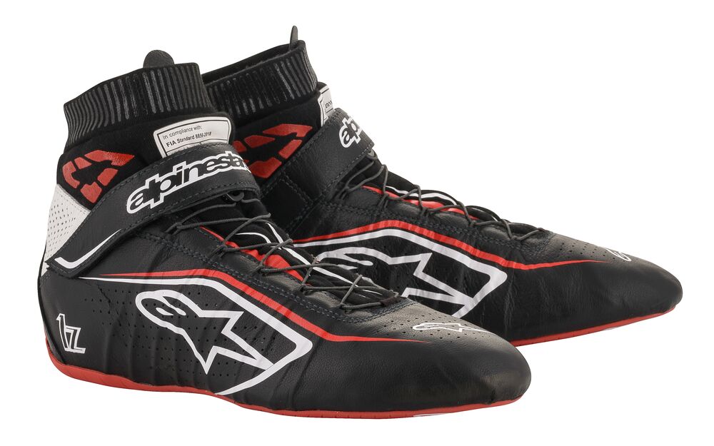 ALPINESTARS 2715020_123_10,5 TECH 1Z v2 Race shoes, FIA 8856-2018, black/white/red, size 43,5 (10,5) (Фото-1)