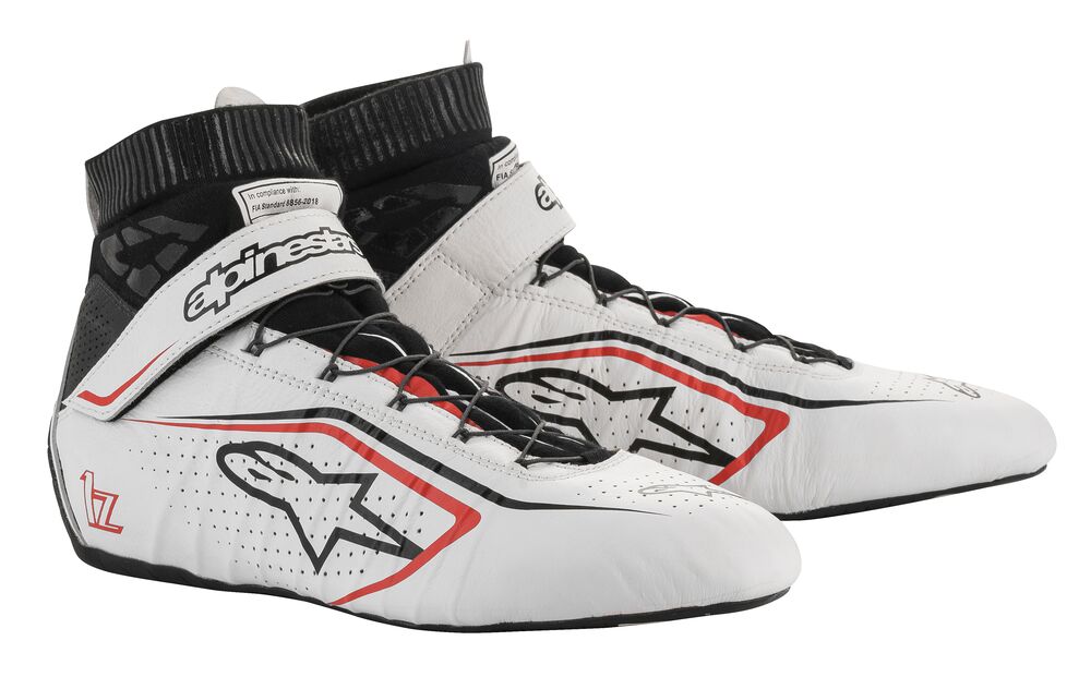 ALPINESTARS 2715020_213_9,5 TECH 1Z v2 Race shoes, FIA 8856-2018, white/black/red, size 42,5 (9,5) (Фото-1)