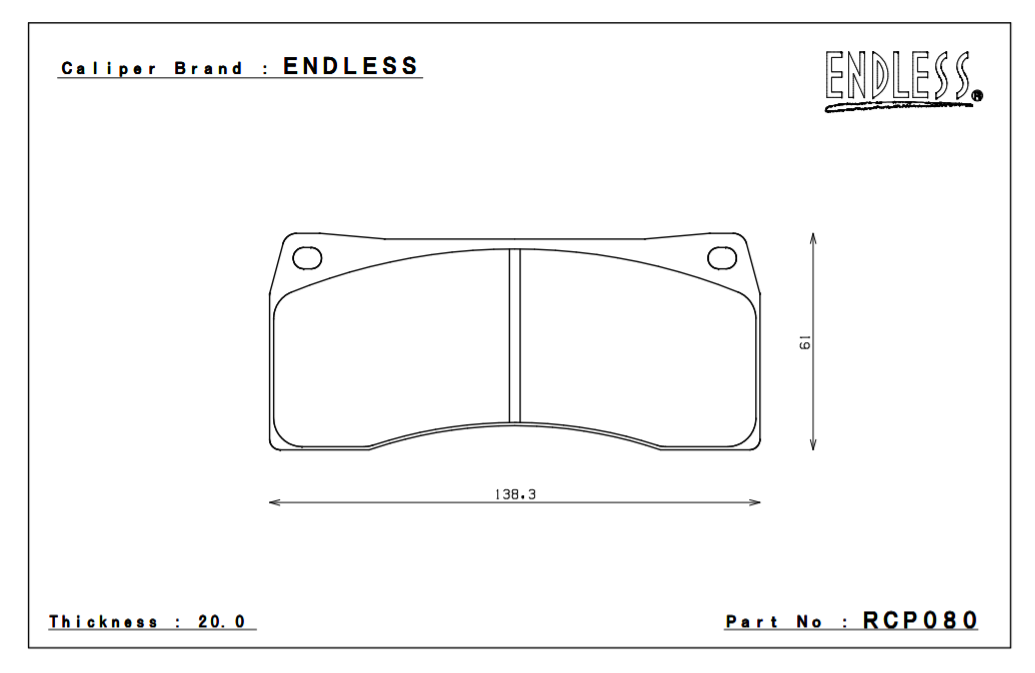 ENDLESS RCP080ME20 Brake pads 20mm 6-Piston Endless caliper EC605N (Photo-1)