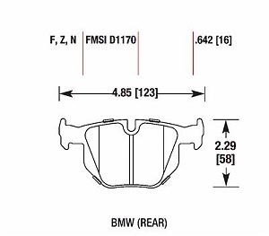 HAWK HB624F.642 Rear brake pads BMW 335i/X1 xDrive35i 2010-2015 (Фото-2)